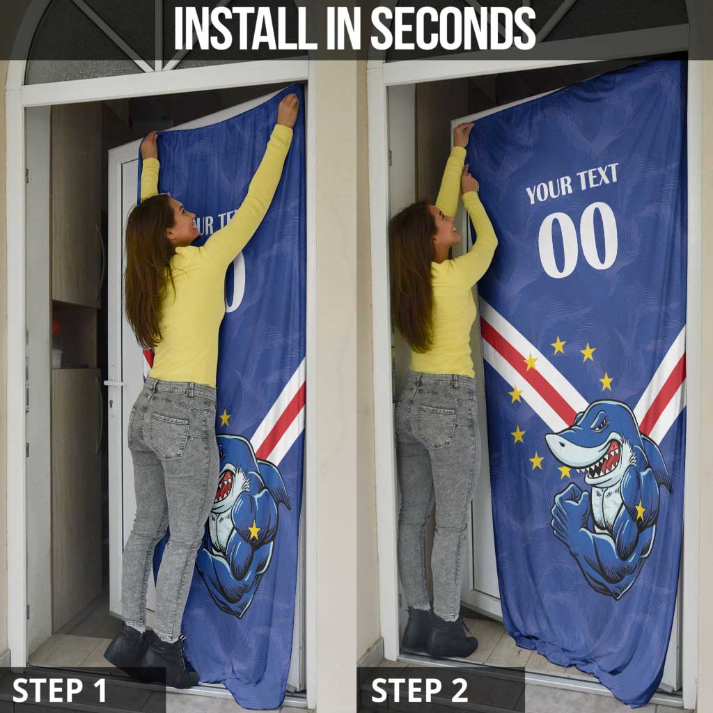 Custom Cape Verde Football Door Cover Tubaroes Azuis Make History - Wonder Print Shop