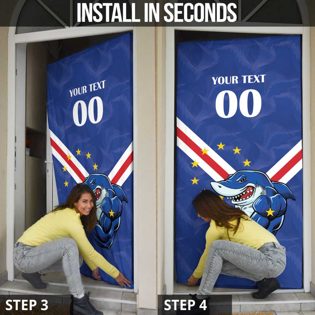 Custom Cape Verde Football Door Cover Tubaroes Azuis Make History - Wonder Print Shop