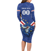 Custom Cape Verde Football Family Matching Long Sleeve Bodycon Dress and Hawaiian Shirt Tubaroes Azuis Make History - Wonder Print Shop