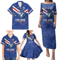 Custom Cape Verde Football Family Matching Puletasi and Hawaiian Shirt Tubaroes Azuis Make History - Wonder Print Shop