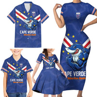 Custom Cape Verde Football Family Matching Short Sleeve Bodycon Dress and Hawaiian Shirt Tubaroes Azuis Make History - Wonder Print Shop