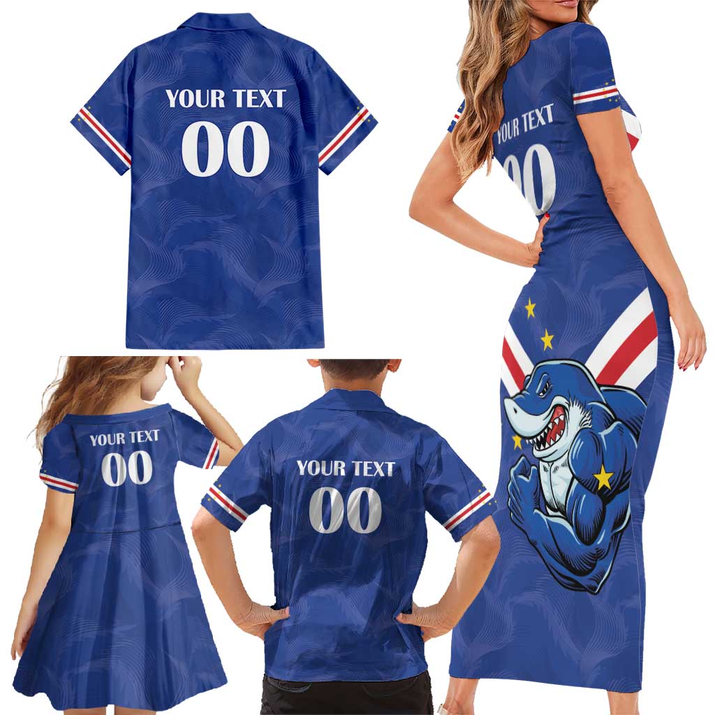 Custom Cape Verde Football Family Matching Short Sleeve Bodycon Dress and Hawaiian Shirt Tubaroes Azuis Make History - Wonder Print Shop