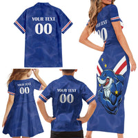 Custom Cape Verde Football Family Matching Short Sleeve Bodycon Dress and Hawaiian Shirt Tubaroes Azuis Make History - Wonder Print Shop