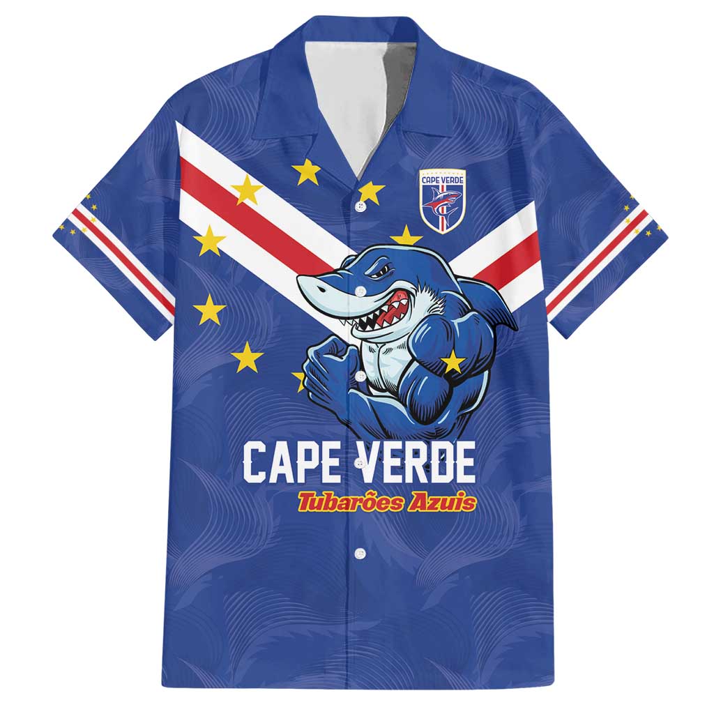Custom Cape Verde Football Family Matching Short Sleeve Bodycon Dress and Hawaiian Shirt Tubaroes Azuis Make History - Wonder Print Shop
