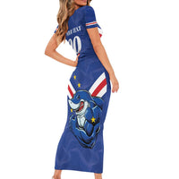 Custom Cape Verde Football Family Matching Short Sleeve Bodycon Dress and Hawaiian Shirt Tubaroes Azuis Make History - Wonder Print Shop