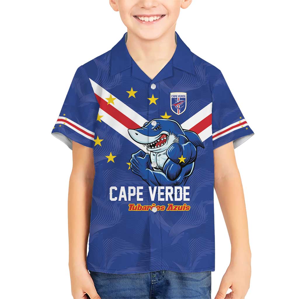 Custom Cape Verde Football Family Matching Short Sleeve Bodycon Dress and Hawaiian Shirt Tubaroes Azuis Make History - Wonder Print Shop