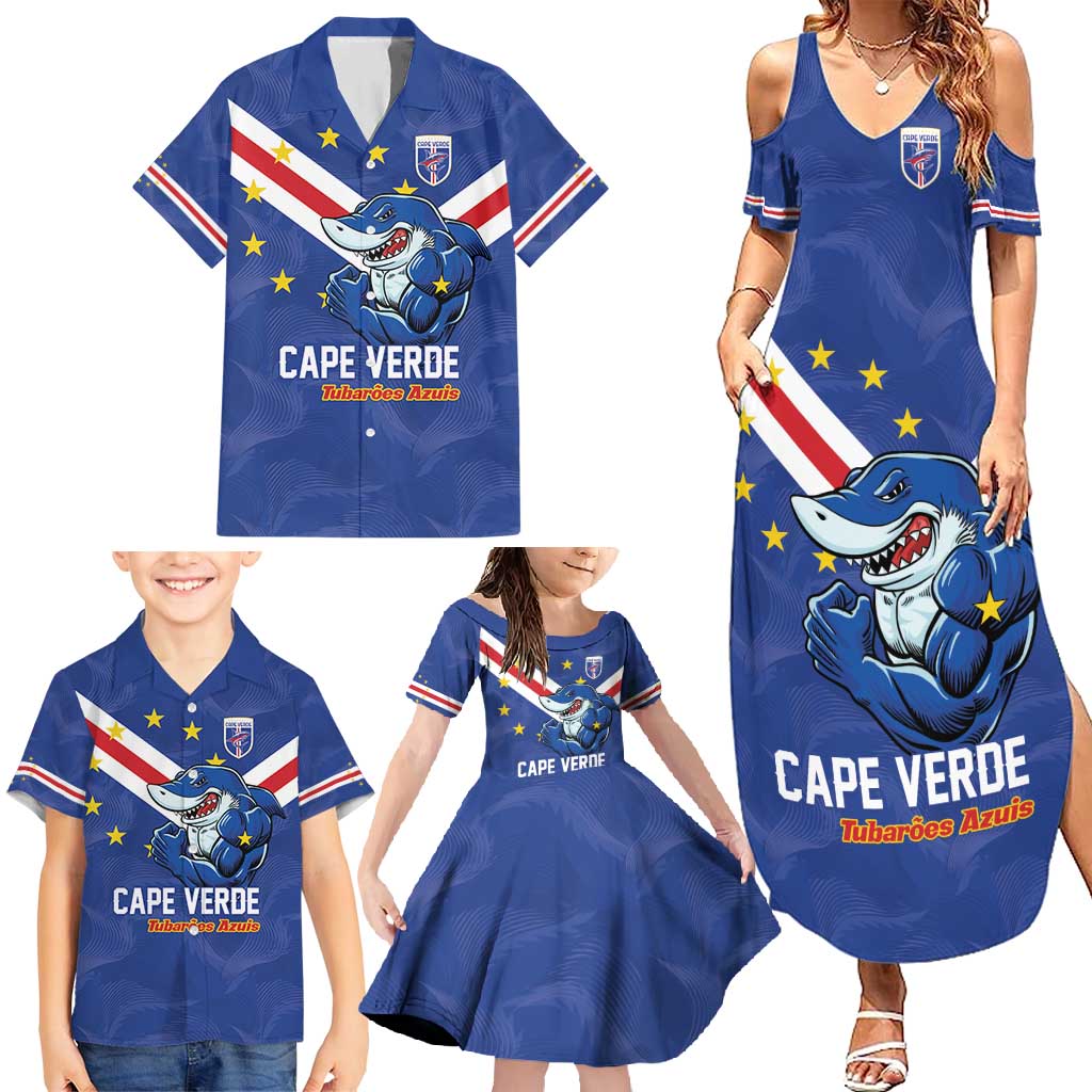 Custom Cape Verde Football Family Matching Summer Maxi Dress and Hawaiian Shirt Tubaroes Azuis Make History - Wonder Print Shop