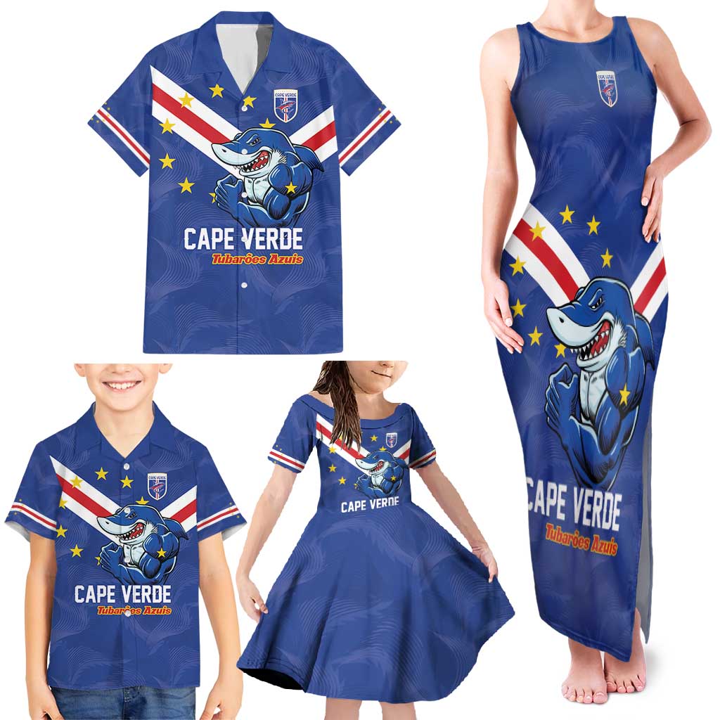 Custom Cape Verde Football Family Matching Tank Maxi Dress and Hawaiian Shirt Tubaroes Azuis Make History - Wonder Print Shop