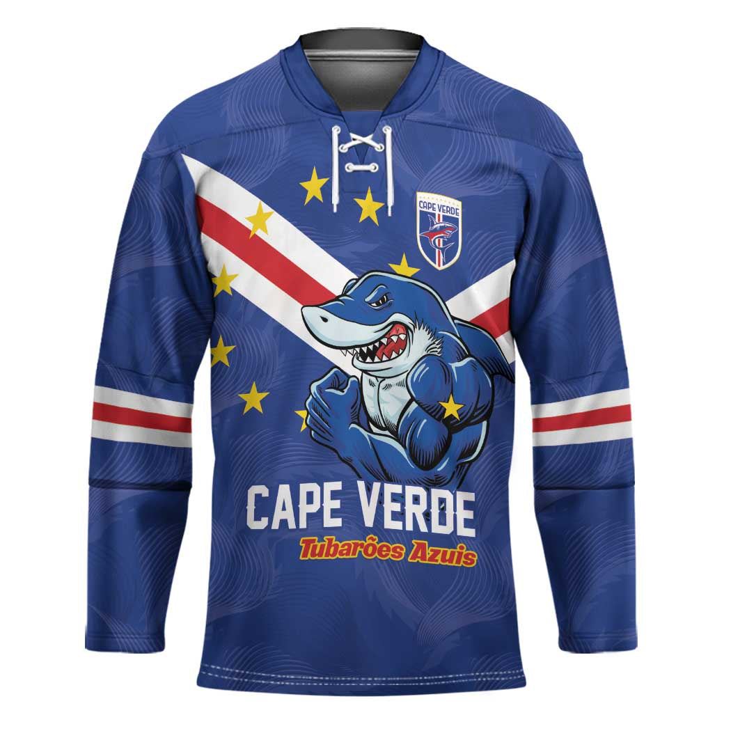 Custom Cape Verde Football Hockey Jersey Tubaroes Azuis Make History - Wonder Print Shop