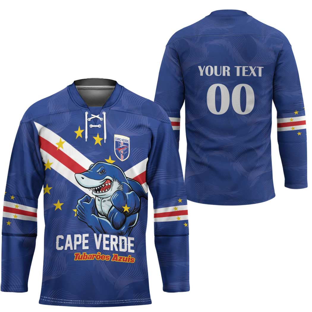 Custom Cape Verde Football Hockey Jersey Tubaroes Azuis Make History - Wonder Print Shop
