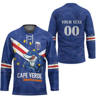 Custom Cape Verde Football Hockey Jersey Tubaroes Azuis Make History - Wonder Print Shop