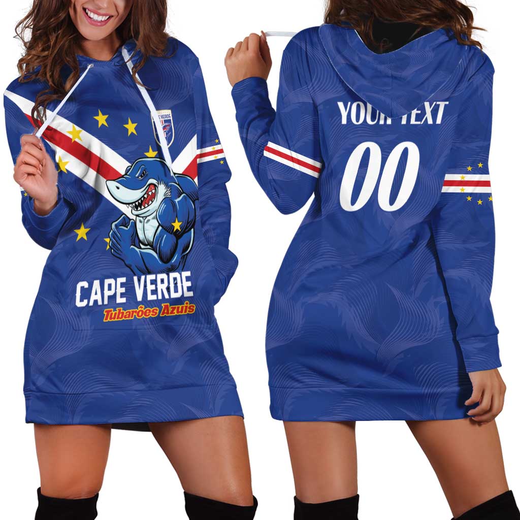 Custom Cape Verde Football Hoodie Dress Tubaroes Azuis Make History - Wonder Print Shop