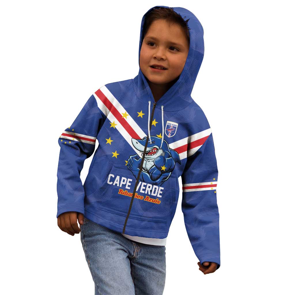 Custom Cape Verde Football Kid Hoodie Tubaroes Azuis Make History - Wonder Print Shop