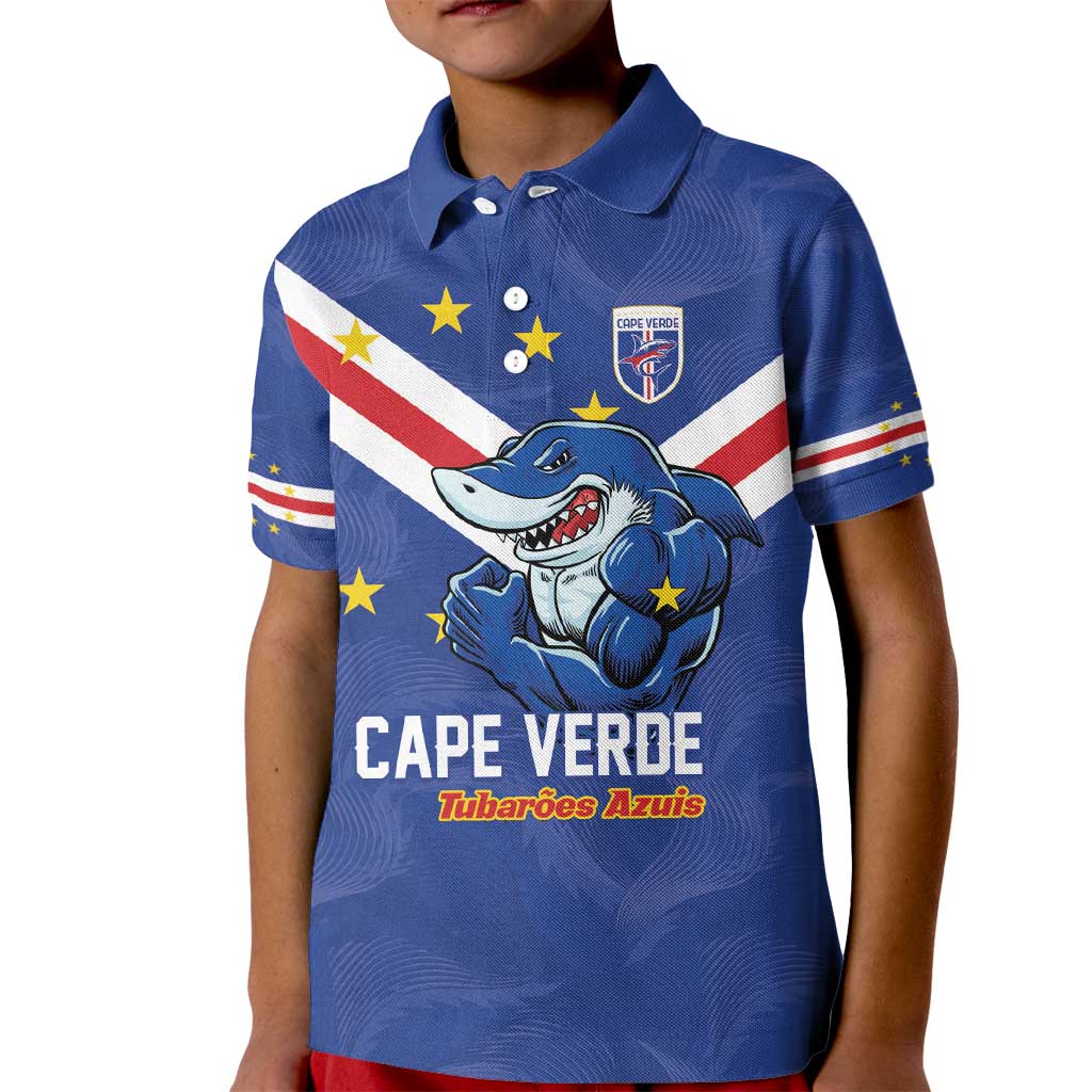 Custom Cape Verde Football Kid Polo Shirt Tubaroes Azuis Make History - Wonder Print Shop