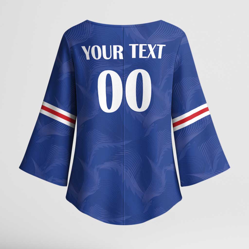 Custom Cape Verde Football Kimono Sleeve Blouse Tubaroes Azuis Make History - Wonder Print Shop