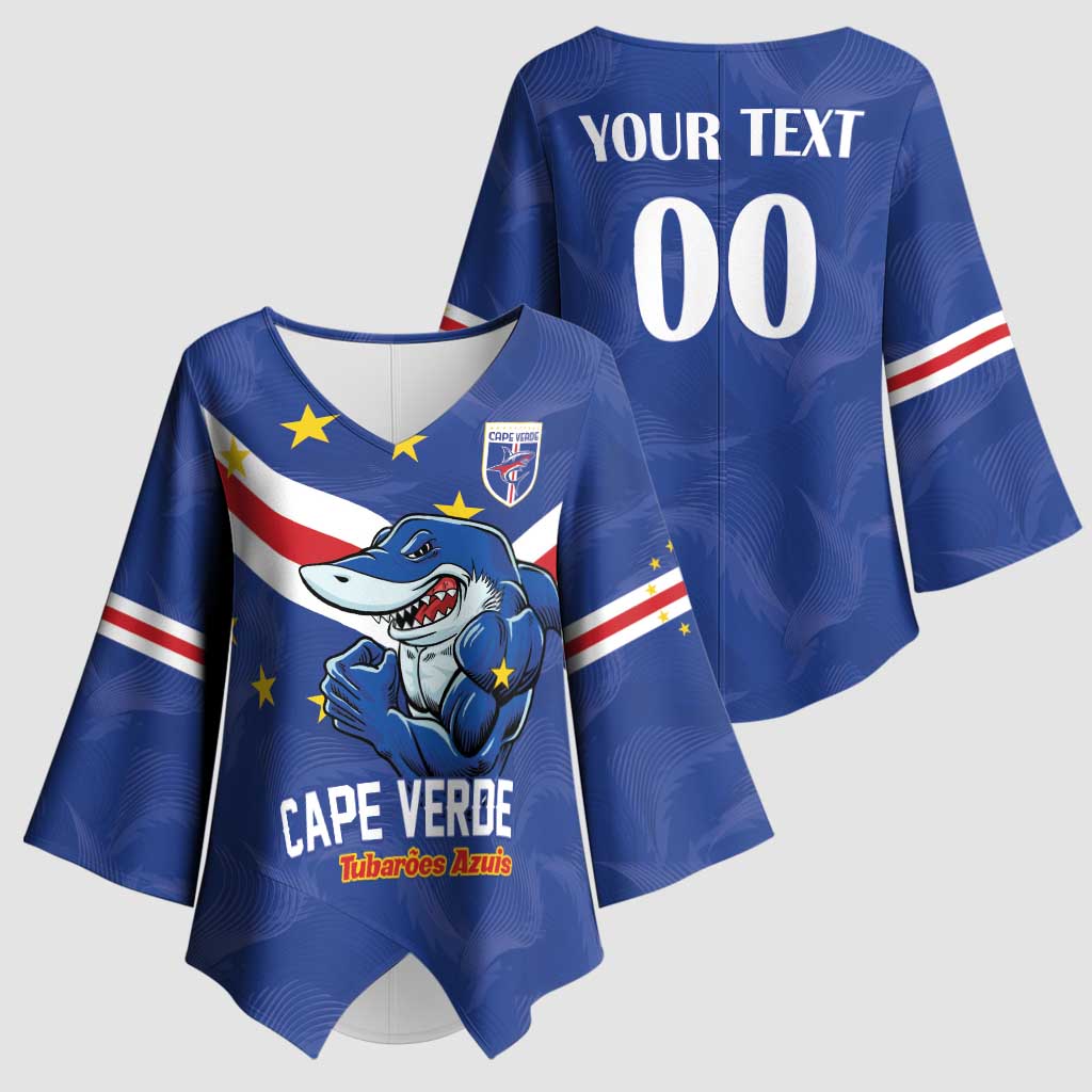 Custom Cape Verde Football Kimono Sleeve Blouse Tubaroes Azuis Make History - Wonder Print Shop