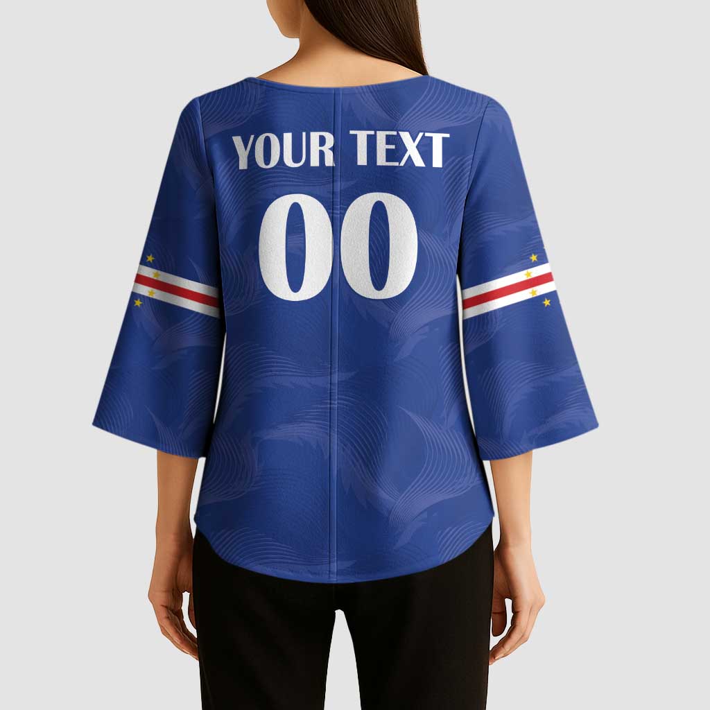 Custom Cape Verde Football Kimono Sleeve Blouse Tubaroes Azuis Make History - Wonder Print Shop