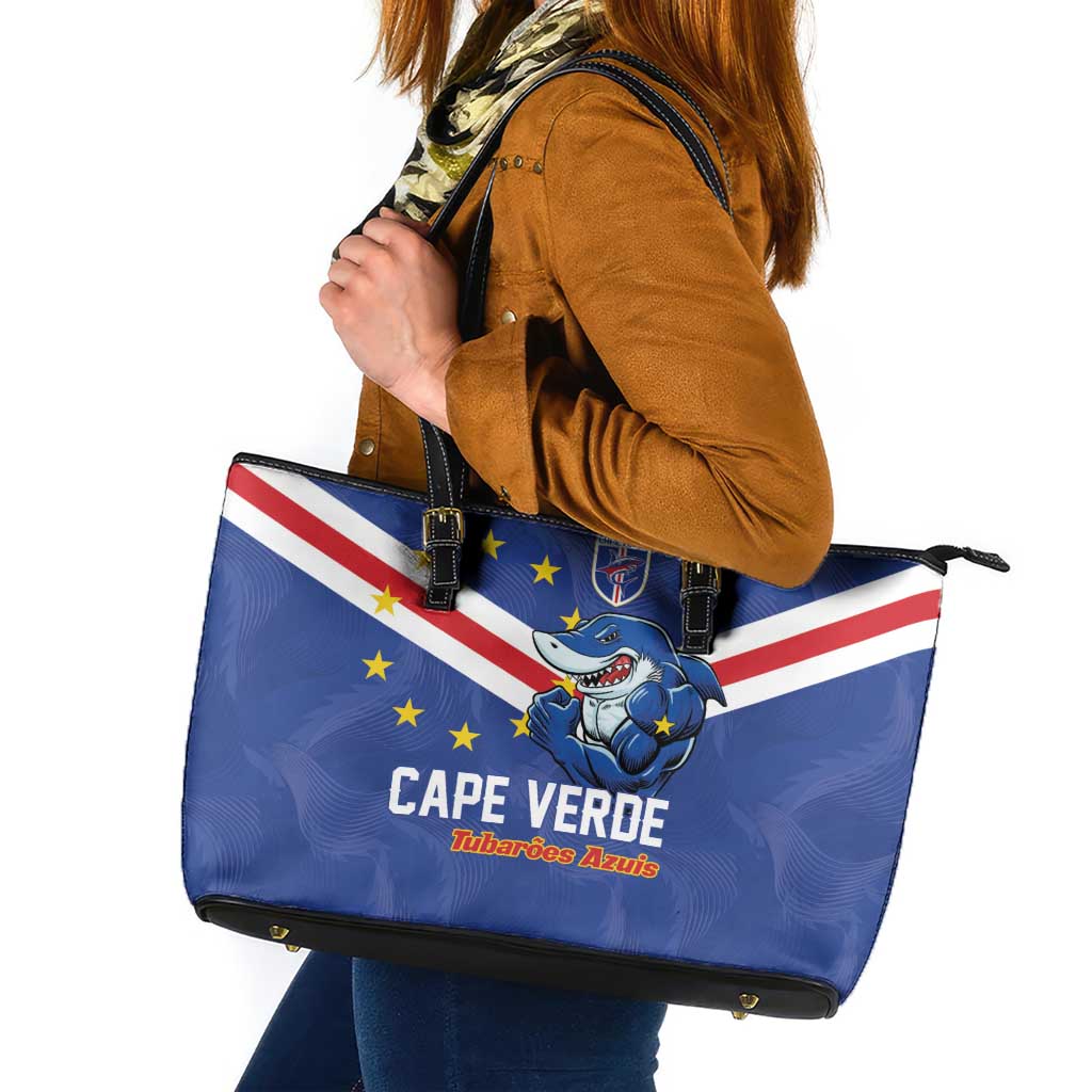 Cape Verde Football Leather Tote Bag Tubaroes Azuis Make History - Wonder Print Shop