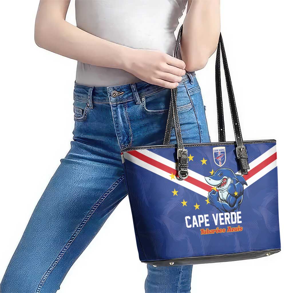 Cape Verde Football Leather Tote Bag Tubaroes Azuis Make History - Wonder Print Shop