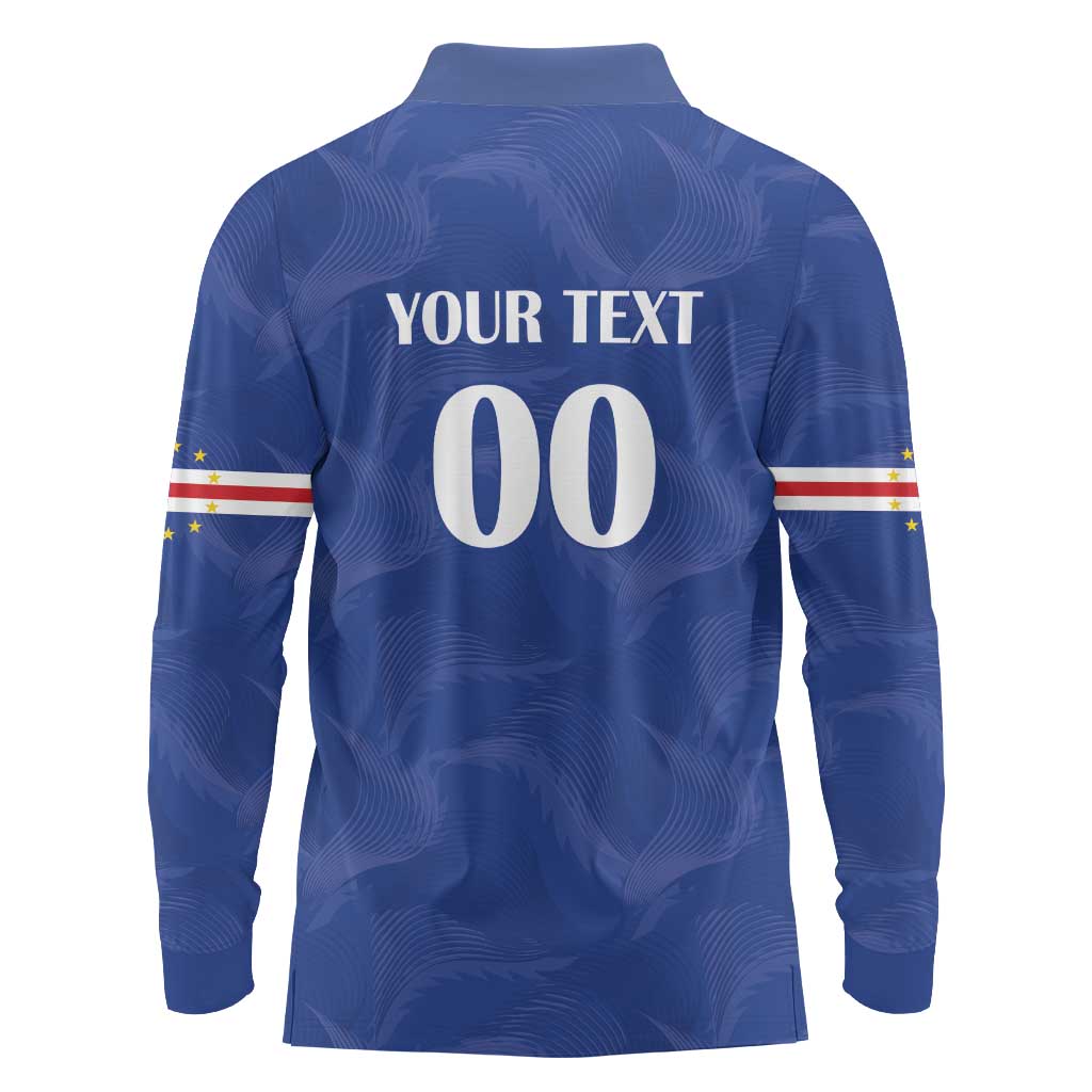 Custom Cape Verde Football Long Sleeve Polo Shirt Tubaroes Azuis Make History - Wonder Print Shop