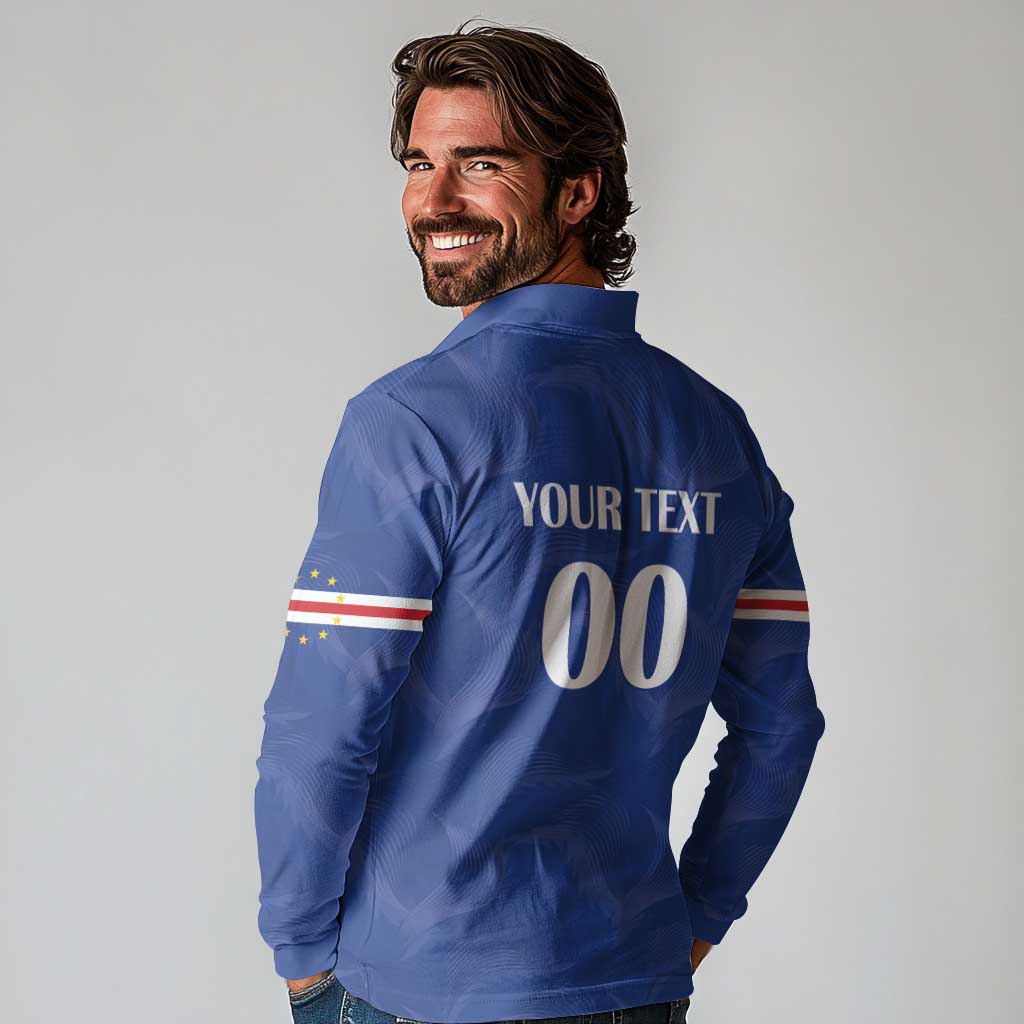 Custom Cape Verde Football Long Sleeve Polo Shirt Tubaroes Azuis Make History - Wonder Print Shop