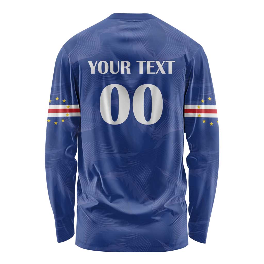 Custom Cape Verde Football Long Sleeve Shirt Tubaroes Azuis Make History - Wonder Print Shop