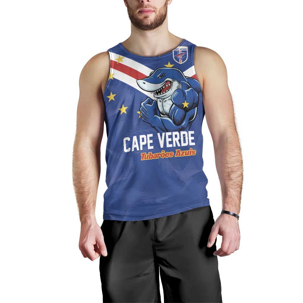 Custom Cape Verde Football Men Tank Top Tubaroes Azuis Make History - Wonder Print Shop