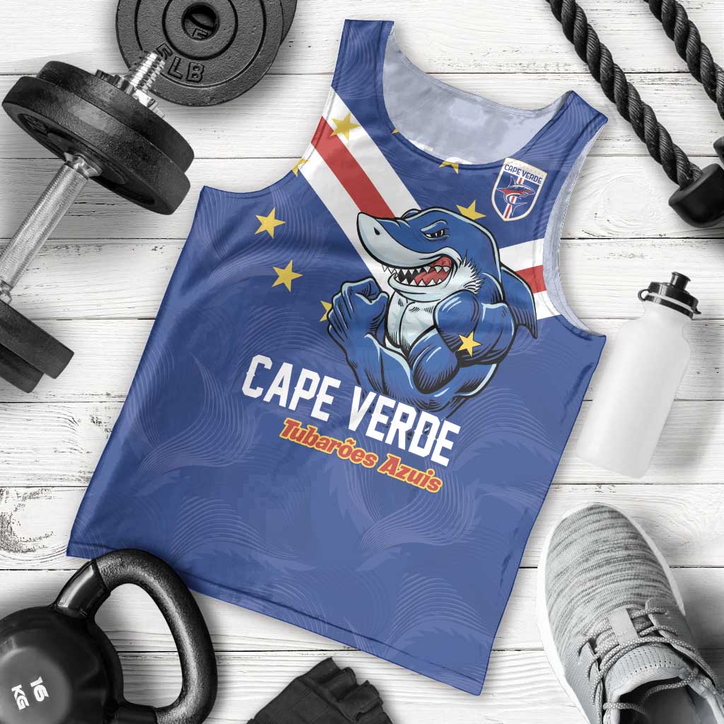 Custom Cape Verde Football Men Tank Top Tubaroes Azuis Make History - Wonder Print Shop