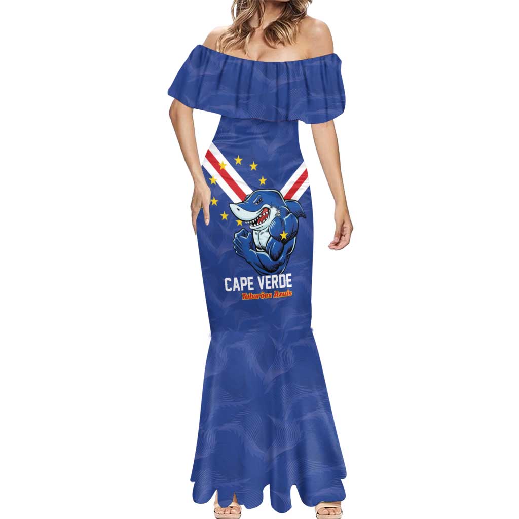 Custom Cape Verde Football Mermaid Dress Tubaroes Azuis Make History - Wonder Print Shop