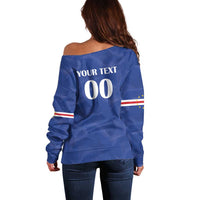 Custom Cape Verde Football Off Shoulder Sweater Tubaroes Azuis Make History - Wonder Print Shop