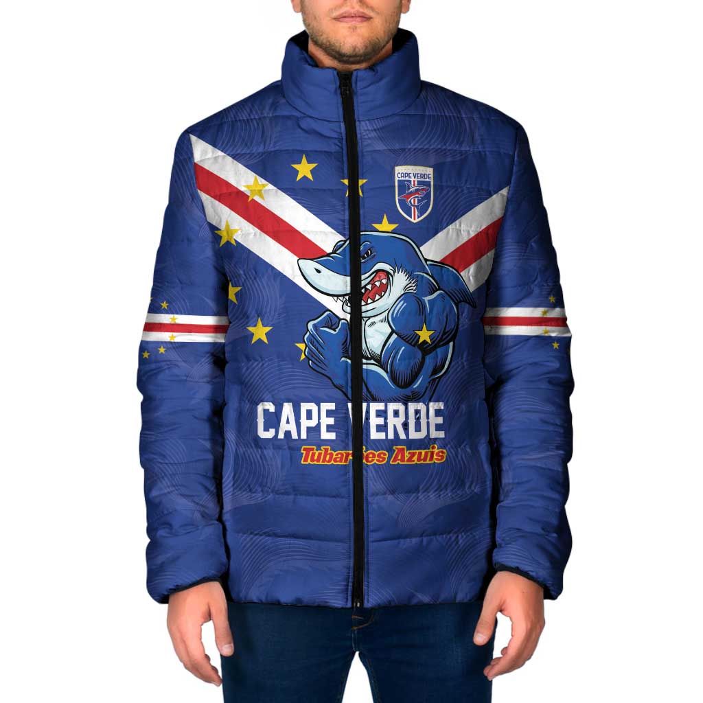 Custom Cape Verde Football Padded Jacket Tubaroes Azuis Make History - Wonder Print Shop