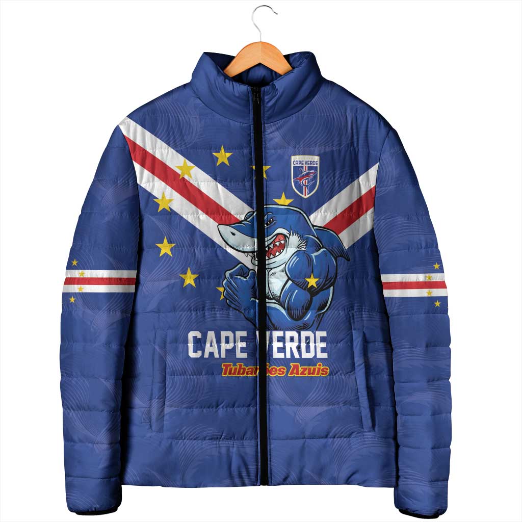 Custom Cape Verde Football Padded Jacket Tubaroes Azuis Make History - Wonder Print Shop