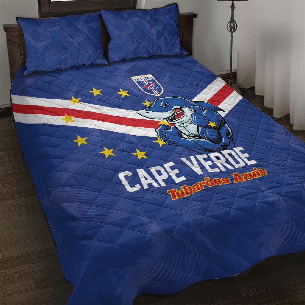 Cape Verde Football Quilt Bed Set Tubaroes Azuis Make History - Wonder Print Shop