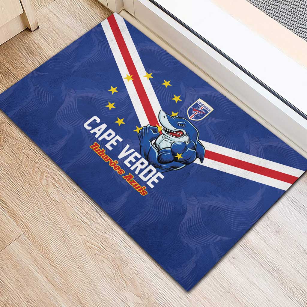 Cape Verde Football Rubber Doormat Tubaroes Azuis Make History - Wonder Print Shop