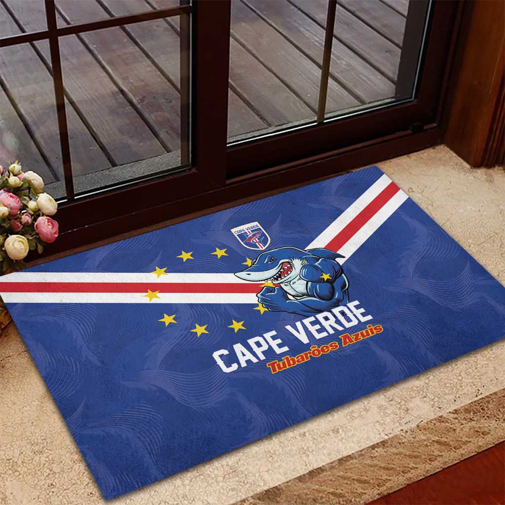 Cape Verde Football Rubber Doormat Tubaroes Azuis Make History - Wonder Print Shop
