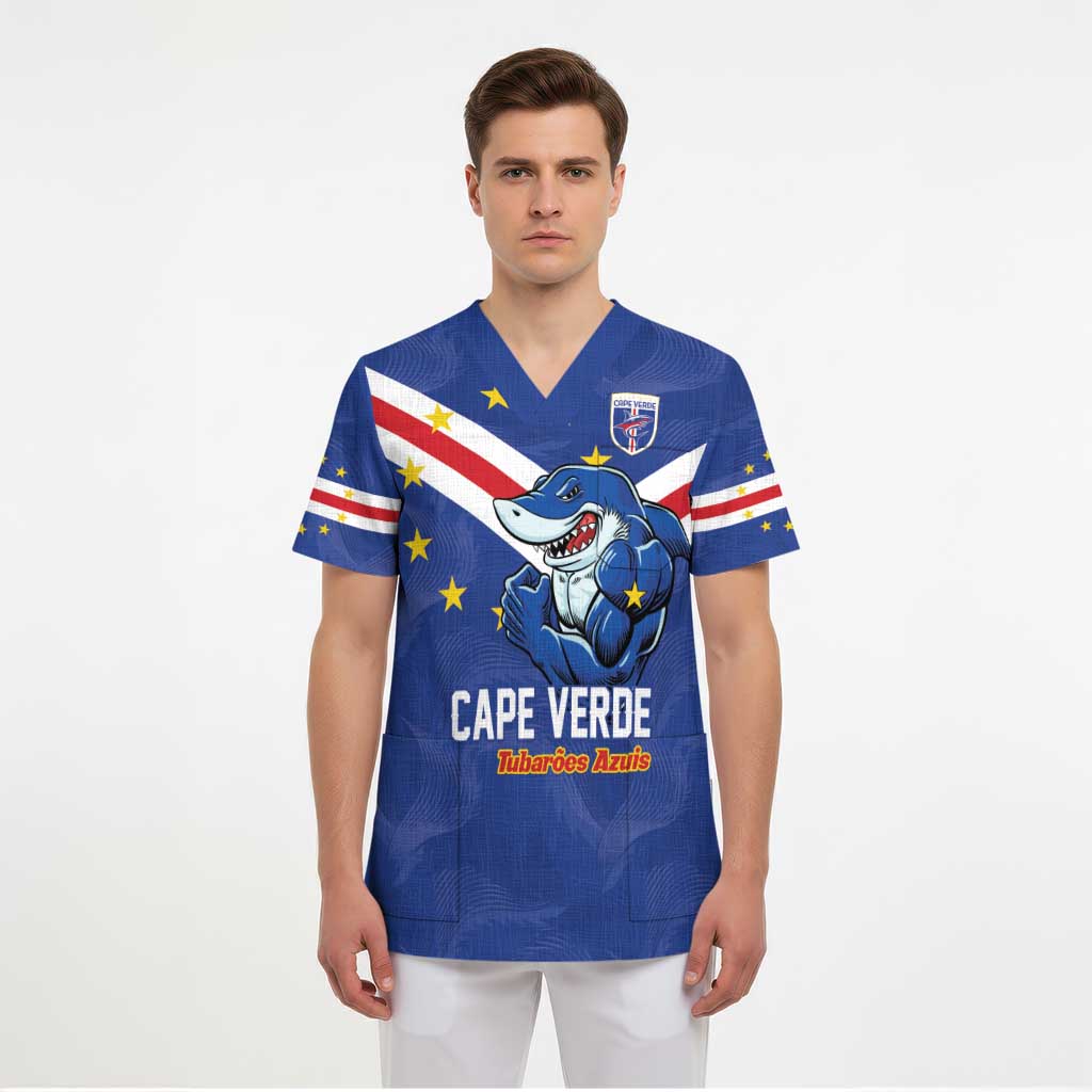 Custom Cape Verde Football Scrub Top Tubaroes Azuis Make History - Wonder Print Shop