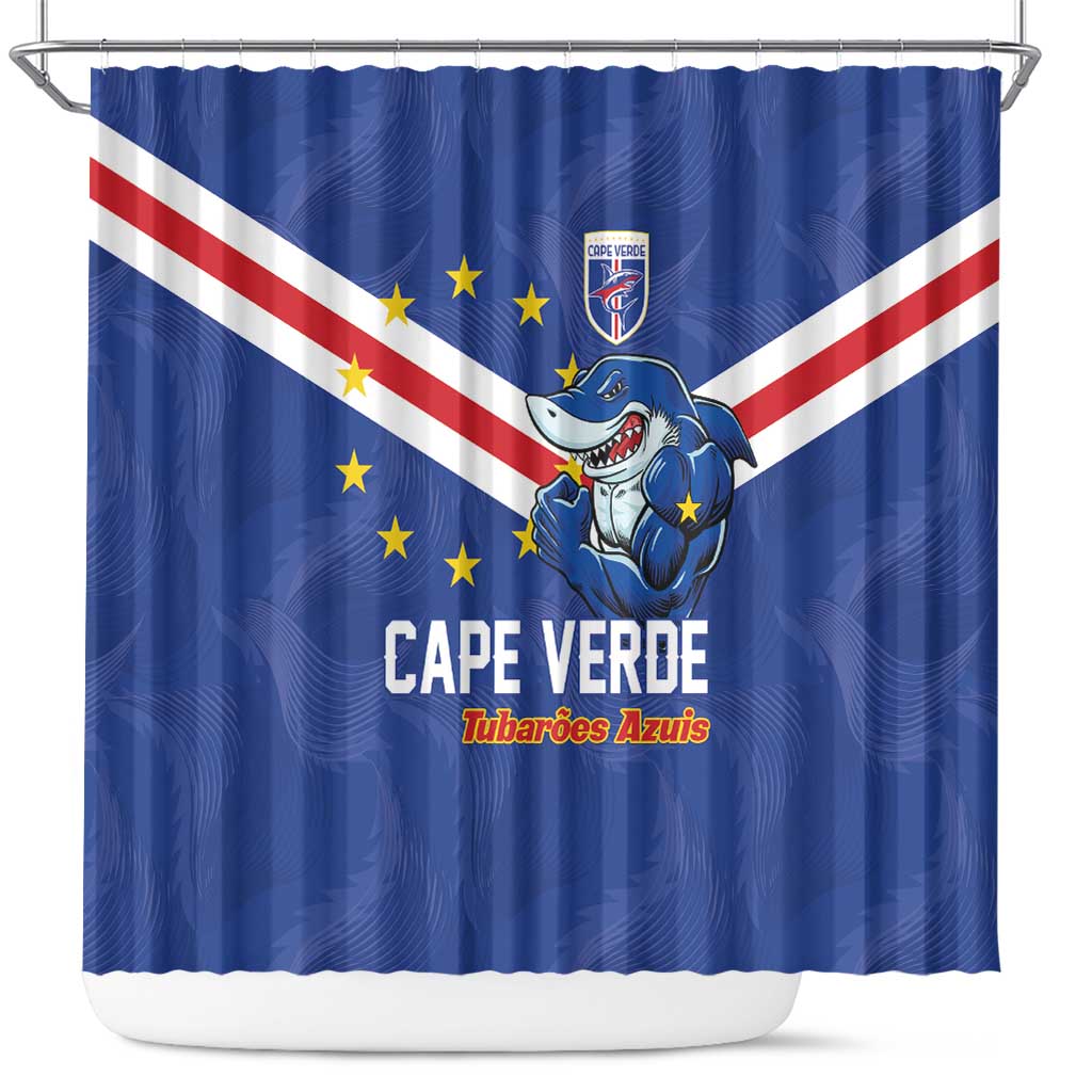 Cape Verde Football Shower Curtain Tubaroes Azuis Make History - Wonder Print Shop