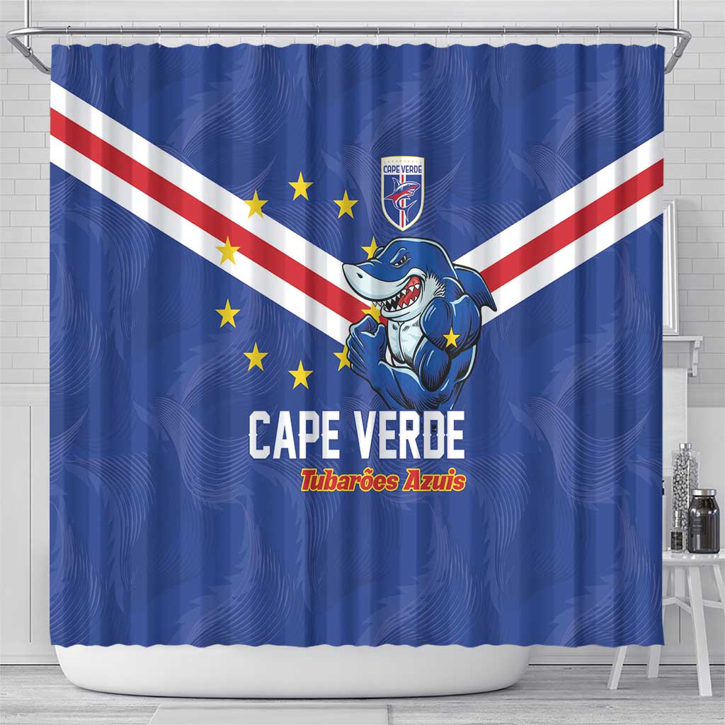Cape Verde Football Shower Curtain Tubaroes Azuis Make History - Wonder Print Shop