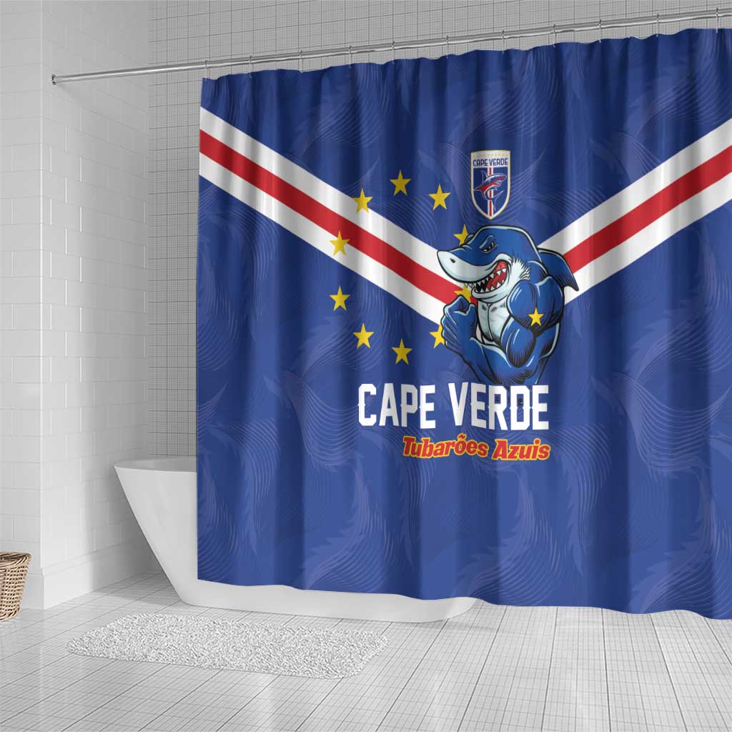 Cape Verde Football Shower Curtain Tubaroes Azuis Make History - Wonder Print Shop