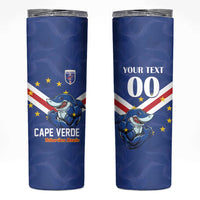 Custom Cape Verde Football Skinny Tumbler Tubaroes Azuis Make History - Wonder Print Shop