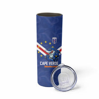 Custom Cape Verde Football Skinny Tumbler Tubaroes Azuis Make History - Wonder Print Shop