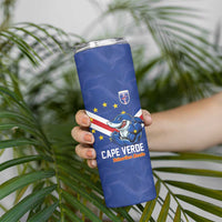 Custom Cape Verde Football Skinny Tumbler Tubaroes Azuis Make History - Wonder Print Shop
