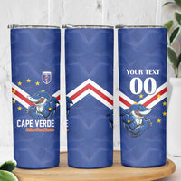 Custom Cape Verde Football Skinny Tumbler Tubaroes Azuis Make History - Wonder Print Shop