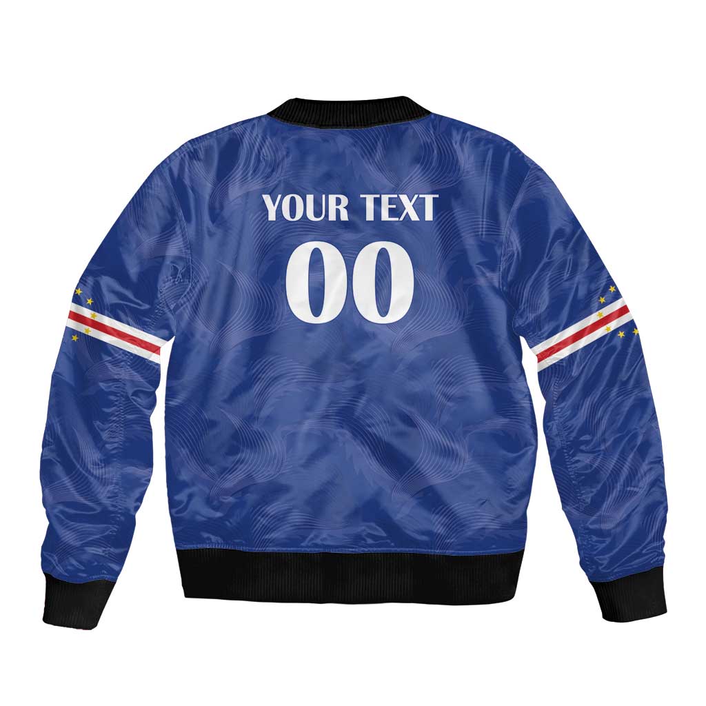 Custom Cape Verde Football Sleeve Zip Bomber Jacket Tubaroes Azuis Make History - Wonder Print Shop
