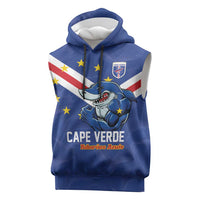 Custom Cape Verde Football Sleeveless Hoodie Tubaroes Azuis Make History - Wonder Print Shop