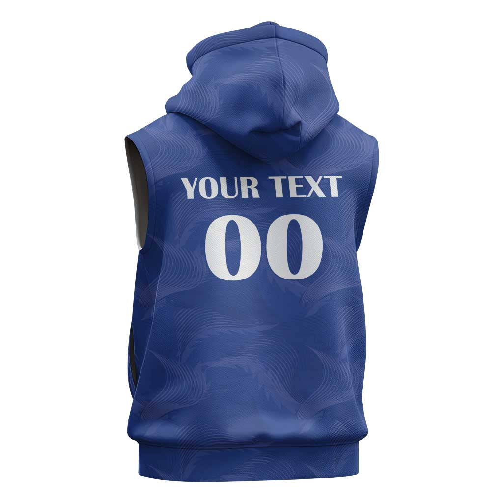 Custom Cape Verde Football Sleeveless Hoodie Tubaroes Azuis Make History - Wonder Print Shop