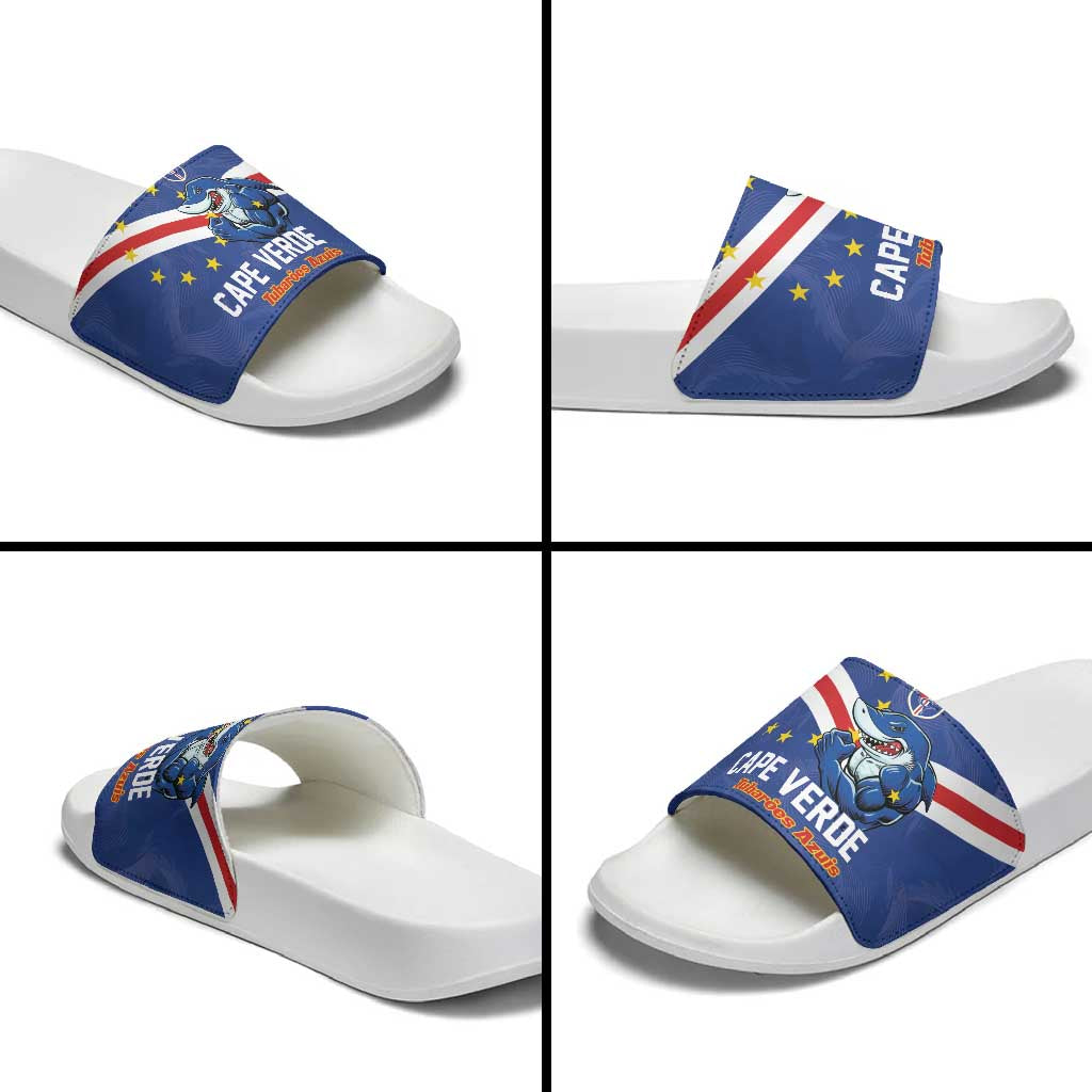 Cape Verde Football Slide Sandals Tubaroes Azuis Make History - Wonder Print Shop