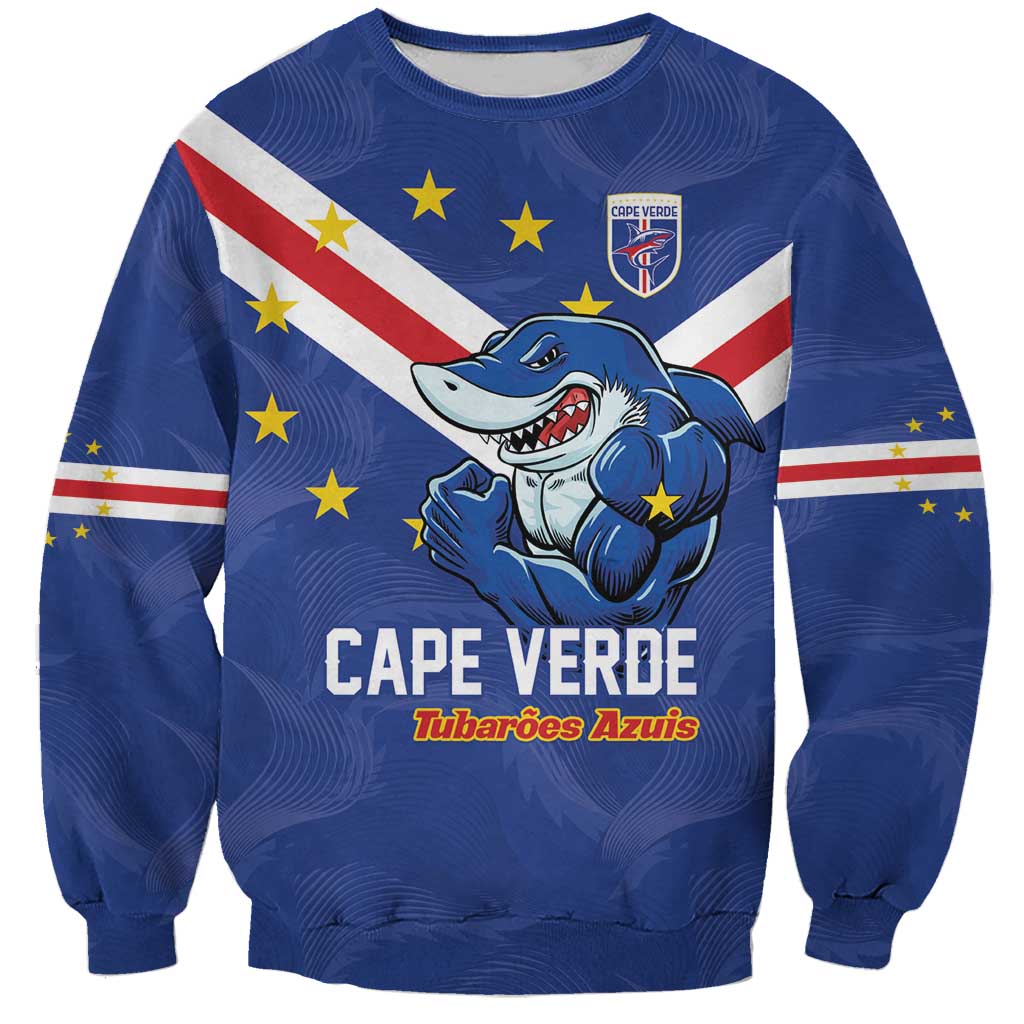 Custom Cape Verde Football Sweatshirt Tubaroes Azuis Make History - Wonder Print Shop
