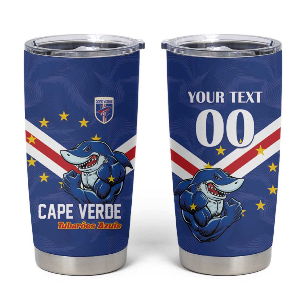 Custom Cape Verde Football Tumbler Cup Tubaroes Azuis Make History - Wonder Print Shop