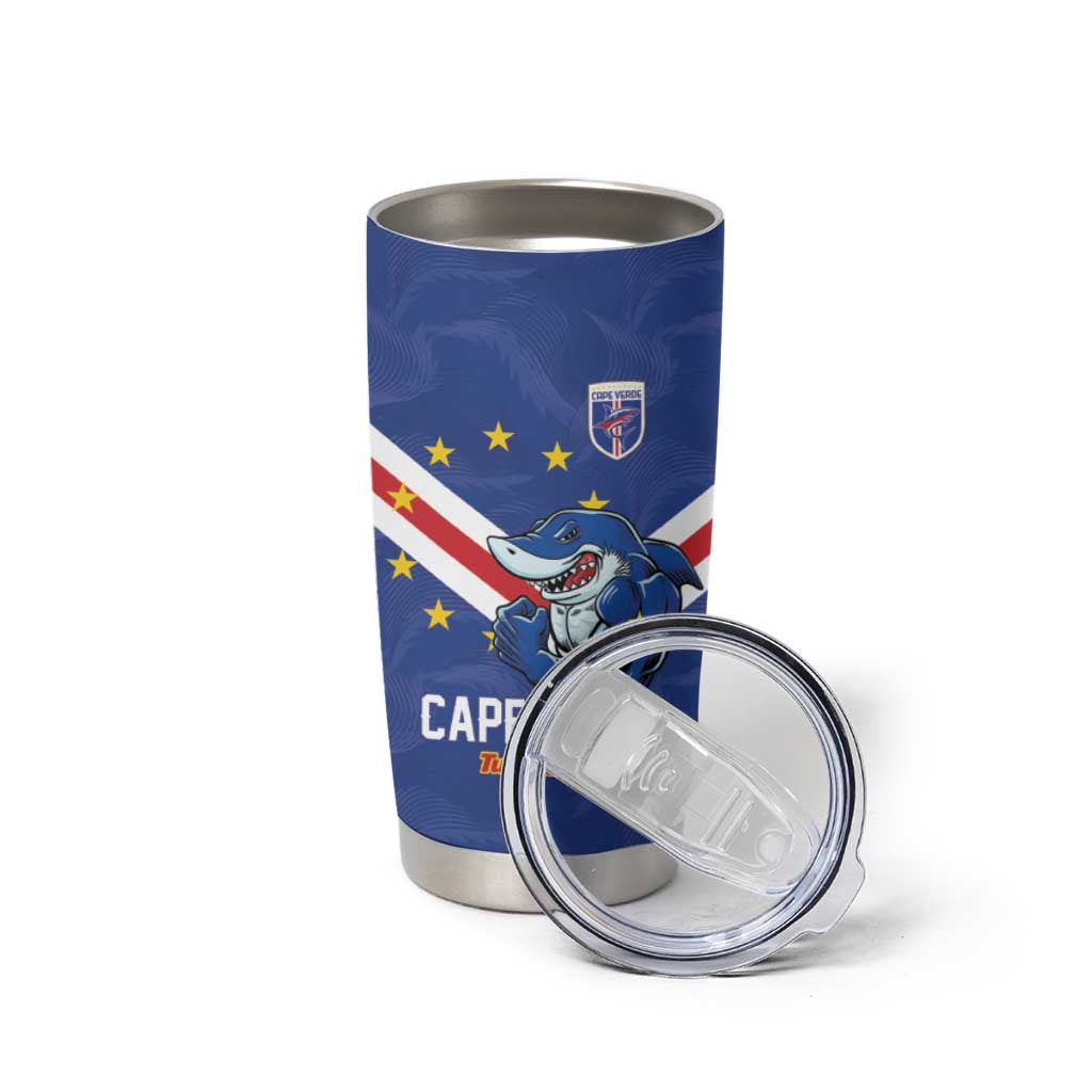 Custom Cape Verde Football Tumbler Cup Tubaroes Azuis Make History - Wonder Print Shop